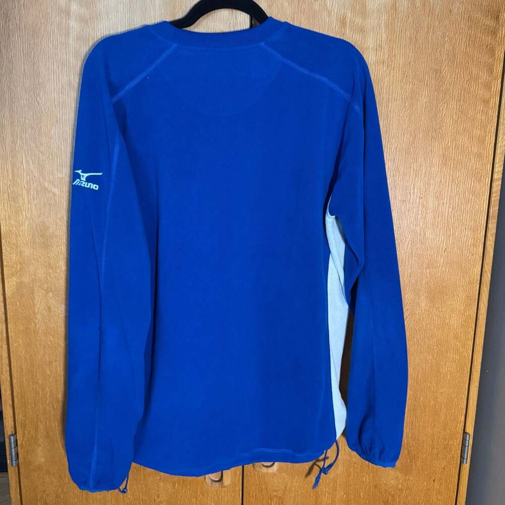 Mizuno Blue and White Fleece Long Sleeve Pullover with Drawstring Hem Size S
